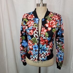 Love full zip floral light weight jacket